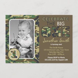 Camouflage / Camo Theme First Birthday Kaart