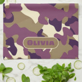 Camouflage camo violet vert cuisine serviette (Plié)