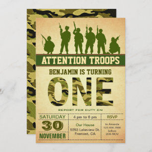 Invitations Faire Part Cartes Anniversaire Militaire Zazzle Be