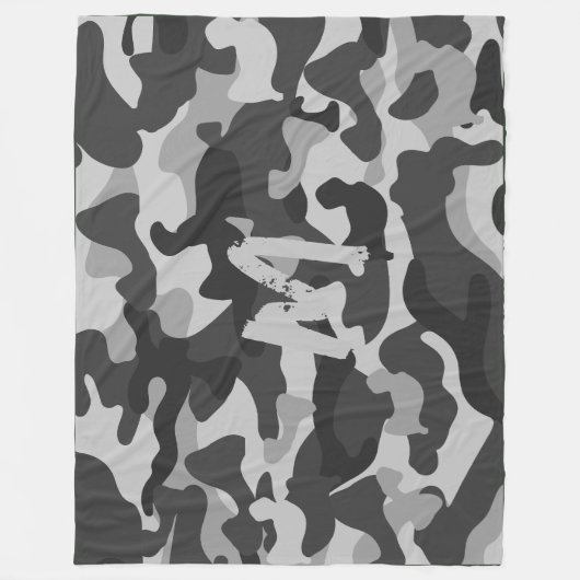 Camouflage Campingdeken GRIJS Persoonlijk gemaakt Fleece Deken (Voorkant)