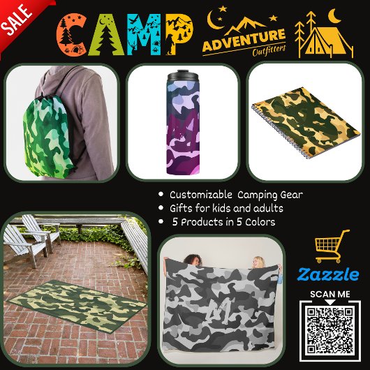 Camouflage Campingdeken GRIJS Persoonlijk gemaakt Fleece Deken