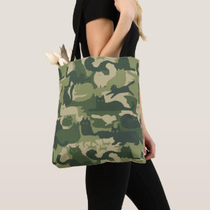 Camouflage Cats Pattern Army Green Kitty Cats Camo Draagtas