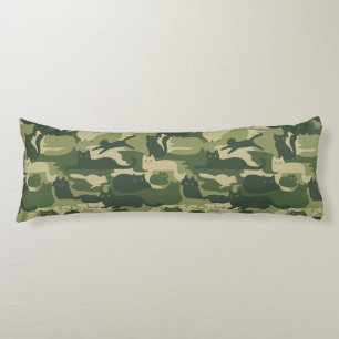 Camouflage Cats Pattern Army Green Kitty Cats Camo Lichaamskussen