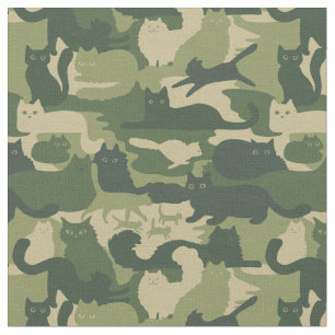 Camouflage Cats Pattern Army Green Kitty Cats Camo Stof