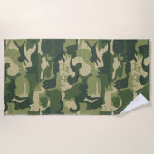 Camouflage Cats Pattern Army Green Kitty Cats Camo Strandlaken (Voorkant)