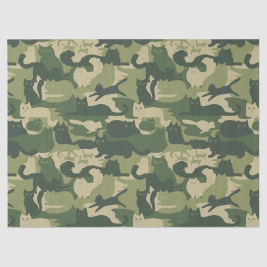 Camouflage Cats Pattern Army Green Kitty Cats Camo Tissuepapier (Voorkant)