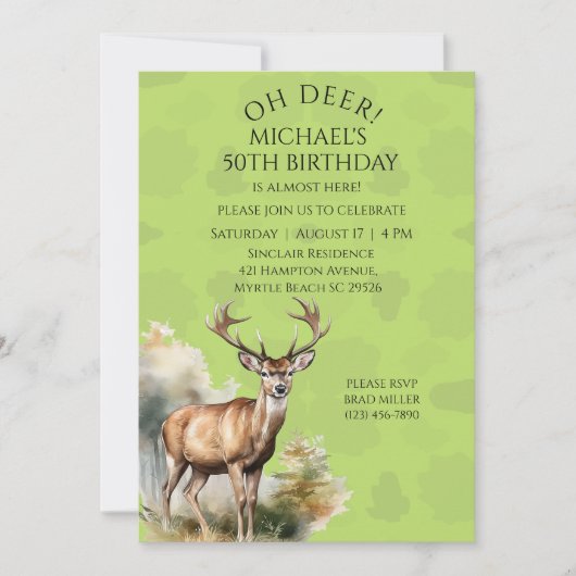 Camouflage Chasseur de cerfs Invitation d'annivers (Devant)