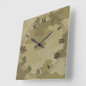 Camouflage clair Carré Numéros romains Horloge (Angle)
