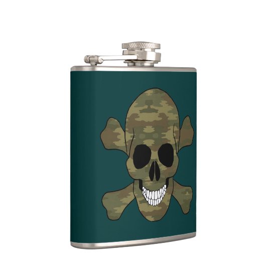 Camouflage Cull Skull en Crossbones Kolf Heupfles (Rechts)
