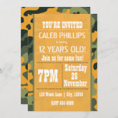 Camouflage de l'armée orange Invitations de fête d (Devant / Derrière)