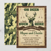 Camouflage Deer Baby shower Uitnodiging