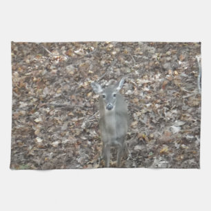 Camouflage Deer in herfst bladeren Theedoek