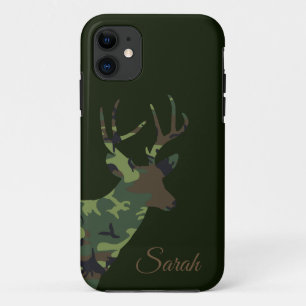 Camouflage Deer Stag in Khaki Green Animal Art iPhone 11 Hoesje