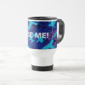 Camouflage donkerblauw & Paarse grappige citaat Reisbeker (Voorkant rechts)