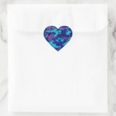 Camouflage donkerblauw & Paarse Hart Sticker (Tas)