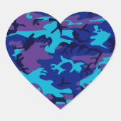 Camouflage donkerblauw & Paarse Hart Sticker (Voorkant)