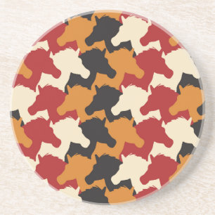 Camouflage eenhoorn hoofden, herhalen patroon. zandsteen onderzetter