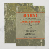 Camouflage et invitation orange de baby shower (Devant / Derrière)