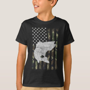 Camouflage Flag Walleye Vissen Angler T-shirt