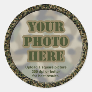 Camouflage Foto-Stickers (vellen van 6 grote stokj Ronde Sticker
