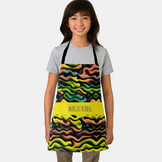 Camouflage geel Sinaasappel psychedelisch patroon Schort (Insitu)