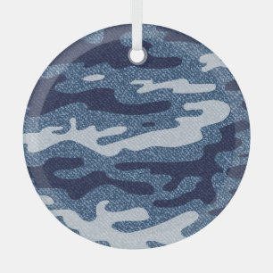 Camouflage gevlekte denim jeans patroon glas ornament