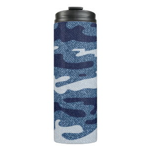 Camouflage gevlekte denim jeans patroon thermosbeker