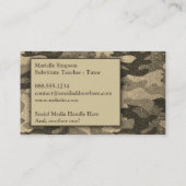 Camouflage Gold Glitter Visitekaartje (Achterkant)