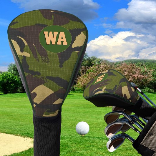 Camouflage Golf Hoesje, jager monogram, leger Golfheadcover