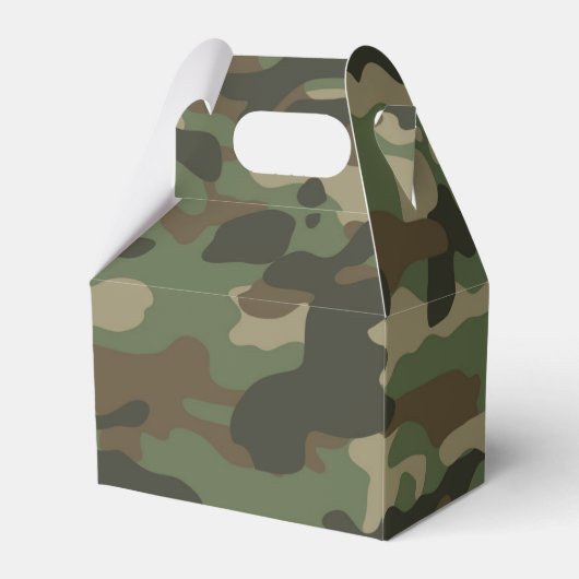 Camouflage Green Camo Army Monogram Birthday Naam Bedankdoosjes (Achterkant)