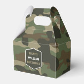 Camouflage Green Camo Army Monogram Birthday Naam Bedankdoosjes (Voorkant Zijde)