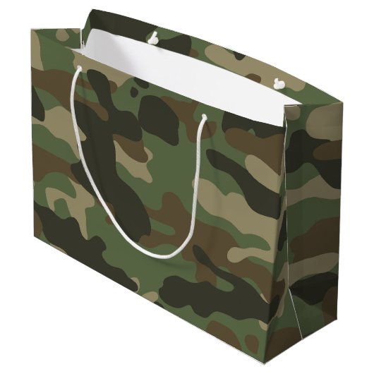 Camouflage Green Camo Army Pattern Groot Cadeauzakje (Achterkant Gekanteld)