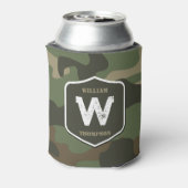 Camouflage Green Camo Army Pattern Monogram Blikjeskoeler (Blikje Achterkant)