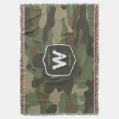 Camouflage Green Camo Army Pattern Monogram Deken (Voorkant Verticaal)