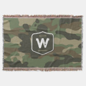 Camouflage Green Camo Army Pattern Monogram Deken (Voorkant)