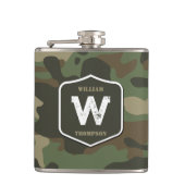 Camouflage Green Camo Army Pattern Monogram Heupfles (Voorkant)