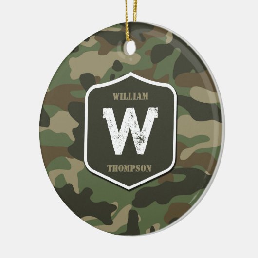 Camouflage Green Camo Army Pattern Monogram Keramisch Ornament (Links)