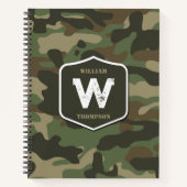 Camouflage Green Camo Army Pattern Monogram Notitieboek (Voorkant)