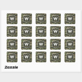 Camouflage Green Camo Army Pattern Monogram Vierkante Sticker (Vel)