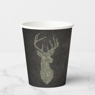 Camouflage Green Distressed Deer Silhouette Papieren Bekers