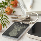 Camouflage Green Distressed Deer Silhouette Sleutelhanger (Voorkant Rechts)