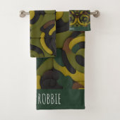 Camouflage groen mozaïek patroon bad handdoek (Insitu)