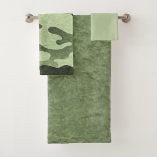 Camouflage groene badhanddoek set bad handdoek