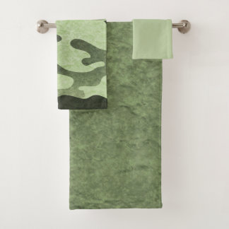 Camouflage groene badhanddoek set bad handdoek