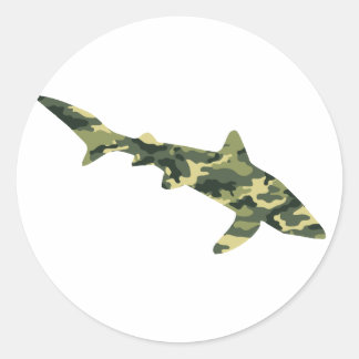 Camouflage haai silhouet ronde sticker