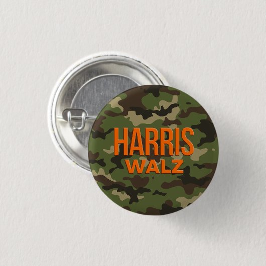 Camouflage Harris Walz 2024 Ronde Button 3,2 Cm (Voorkant /achterkant)