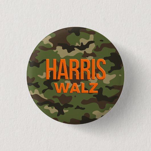 Camouflage Harris Walz 2024 Ronde Button 3,2 Cm (Voorkant)