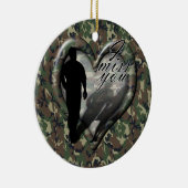 Camouflage hart - Man vermiste vrouw (w/text) Keramisch Ornament (Rechts)