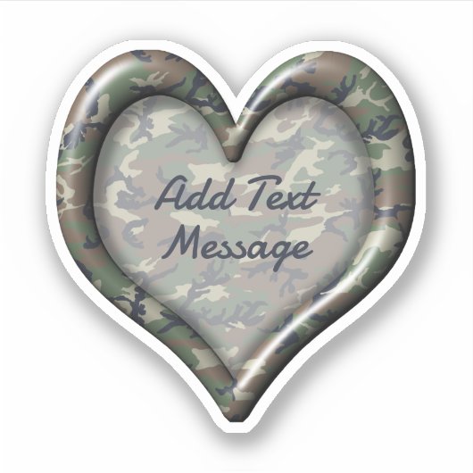 Camouflage Hart Sticker (Voorkant)