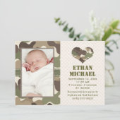 Camouflage Heart Baby Photo Faire-part de naissanc (Debout devant)